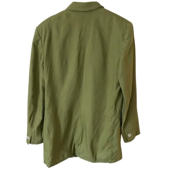 JH Collectibles green linen relaxed fit button closure blazer size US 10 - Picture 8 of 13